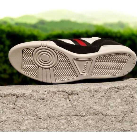 Ralph Lauren Polo Men Black Red High top  Suede Leather Sneaker  12 - Picture 4 of 6